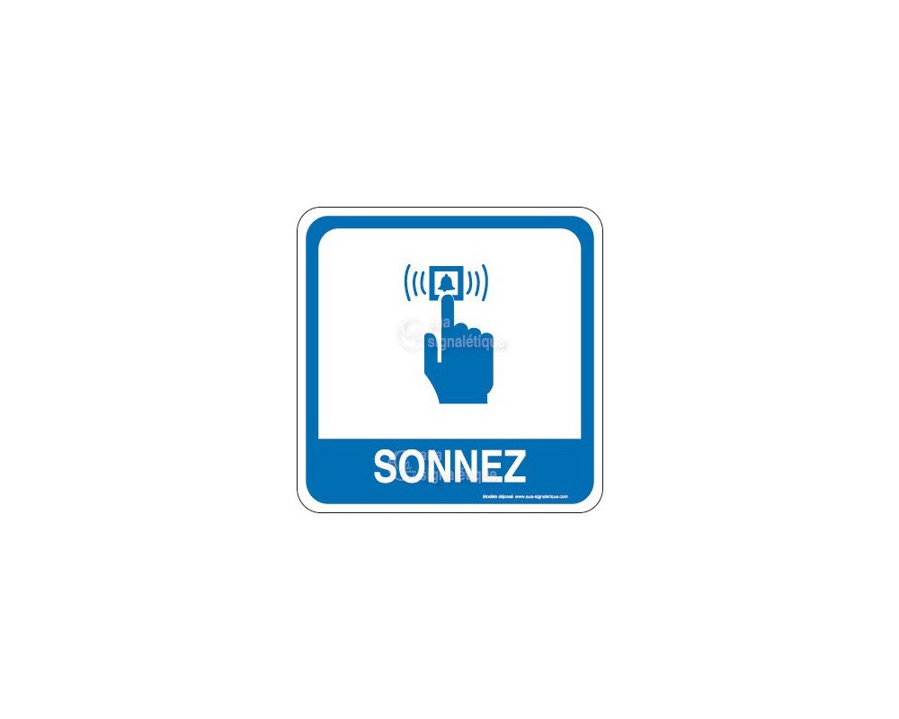 AUA SIGNALETIQUE - Plaque de porte Sonnez PvcSign avec double face adhésif
