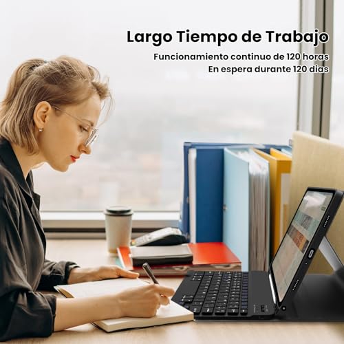Lielax Case with Spanish Keyboard Ñ for Samsung Galaxy Tab A11+/A9+ 11 Inch. Detachable Magnetic Bluetooth Keyboard for Galaxy Tab A11 Plus 2025/A9 Plus 2023, Black