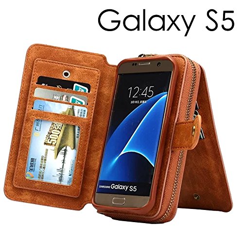 Dreams Mall(TM)Samsung Galaxy S5,3 in 1 Premium PU Leather Wallet Purse Case Protection with Stand Flip Cover & Strap & Mirror