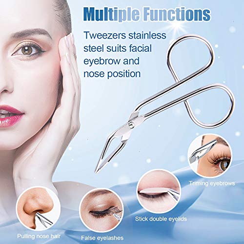 Koicaxy Tweezers for Eyebrows, 2 Pack Scissors Tweezers for Nose Hair, Stainless Steel Scissors Shaped with Slant Tip Hair Gripping Eyebrow & Ingrown Hair Remover for Girl Women Men