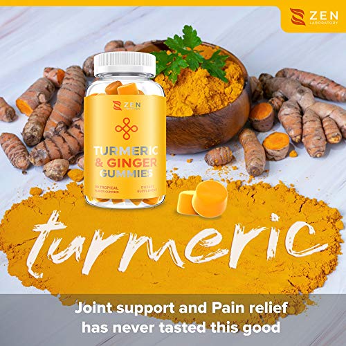 (120 Gummies) Turmeric Curcumin Gummy Supplement w Ginger Chews for