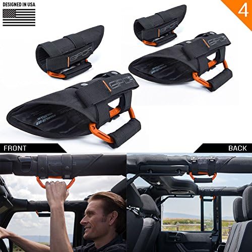 GPCAGP Grip PRO Handle, Foldable Grab Handles, Patented Aluminum Metal Handles for Wrangler 4xe, JL, JT, JK, Sport, Sahara, Rubicon and Gladiator 4DR/2DR 2007-2023, 4 Packs, Orange