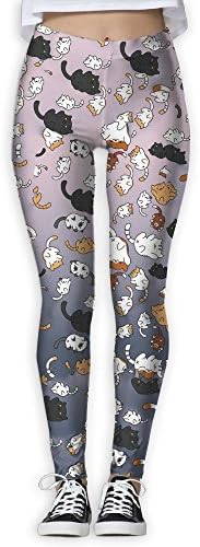 Womens Yoga Pants Colorful Kitten 3DPrinted Sport Gym Workout Leggings Capris Skinny Stretch Trousers X-Large