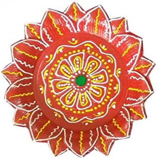 Craft Art India Handmade Rangoli Design Earthen Clay / Terracotta Decorative Dipawali / Diwali Diya / Tealight / Oil Lamps for Pooja / Puja