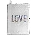 Magic Sequin Journal Where L0VE Changes to LlFE with Color Changing Flip Sequins - Pure White Sequin Notebook Reverses to Dazzling Rainbow/Mermaid Silver - Perfect Gift for Girls and Teens