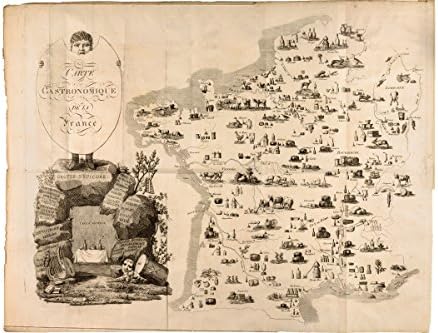 Tourcaty Carte Gastronomique de France, 1809; Antique Map Reprint