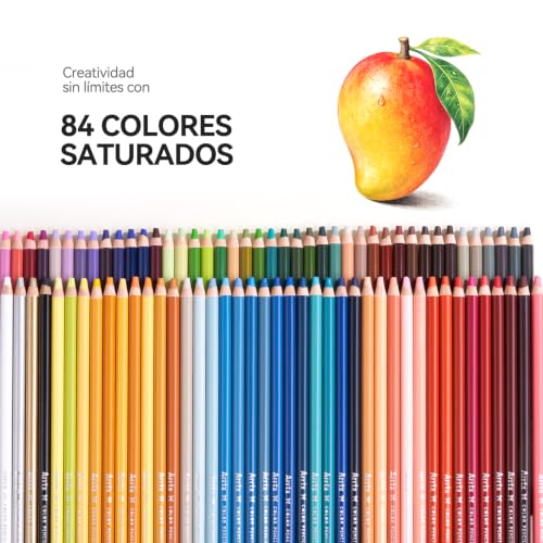 Arrtx - Colored Pencils, 84 Artist Grade Colors, Extra Thick 1/4" Soft Core Drawing Pencils for Smooth Placement and Easy Blending, Art Supplies for Coloring, Sketching and