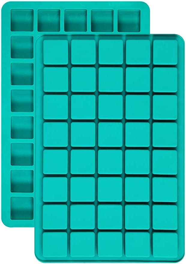 2 Pack 40-Cavity Square Caramel Candy Silicone Molds, Chocolate Truffles Hard Candy Mold for Fat Bombs, Pralines, Whiskey Ice Cube Tray, Bite-Size Brownie Pan