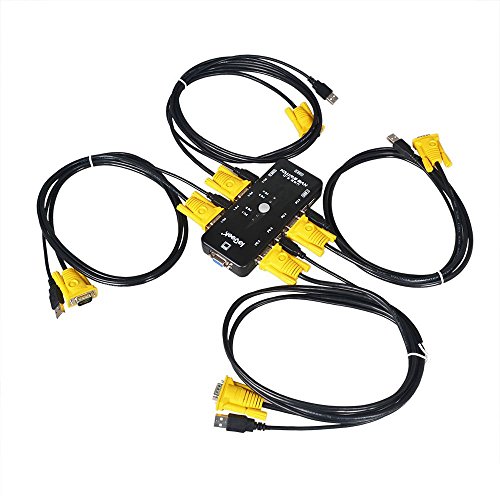image for ieGeek KVM Switch Box 4 Port PC Monitor Switches Box + 4 x USB VGA Cab