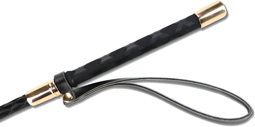 Aisto 18 inch Riding Crop for Horses, Horse Whip with Double Slapper, Leather Equestrian Jump Bat, Black: Sports & Outdoors