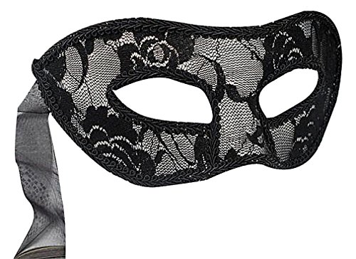 Maze Women's Red Black Or White Meshy Rose Lace Simple Venetian Eye Mask