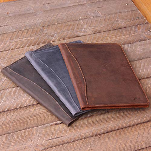Pegai Personalized Leather Portfolio/Legal Padfolio, Distressed Leather Pad Folio - Marshall | Chestnut