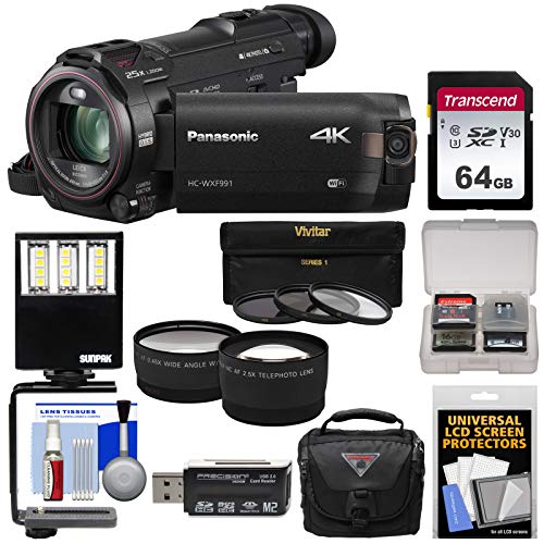 Panasonic HC-WXF991 Wi-Fi 4K Ultra HD Video Camera Camcorder with 64GB Card + Case + LED Light + 3 Filters + Tele/Wide Lens Kit Panasonic HC-WXF991 Wi-Fi 4K Ultra HD Video Camera Camcorder with 64GB Card + Case + LED Light + 3 Filters + Tele/Wide Lens Kit