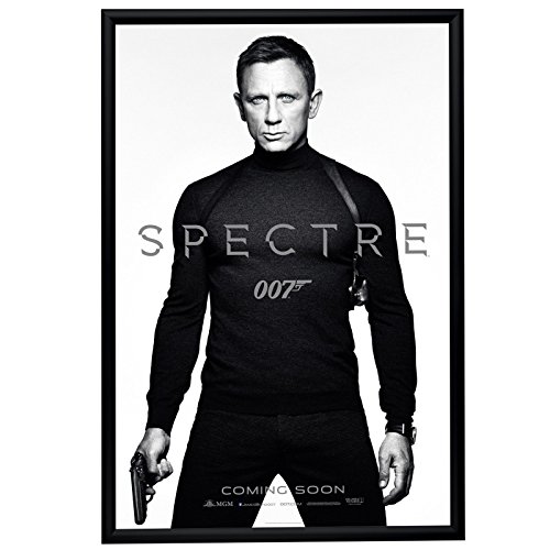 Brushed Black Effect Movie Poster Frame 24x36 Inches, 1" SnapeZo Profile, Front-Loading Snap Display, Wall-Mounted, Professional Series