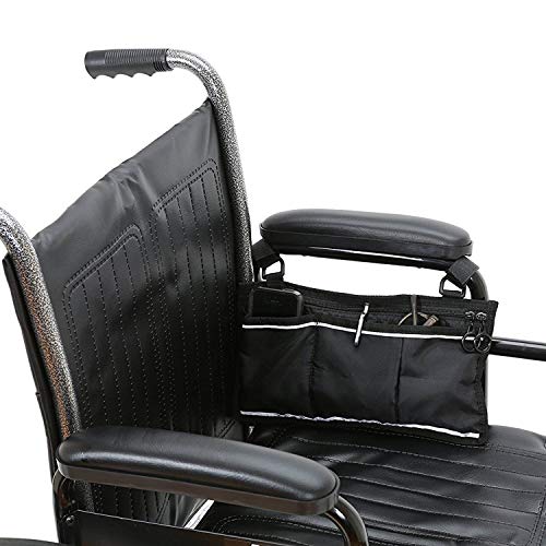 Wheelchair Bag - Accessory Storage Bag for Back/Side of Chair or Armrest Carrying Loose Items & Accessories - Fits Most Scooters Walkers Rollators - Manual Powered or Electric Wheelchairs (Black) - Thumbnail 2