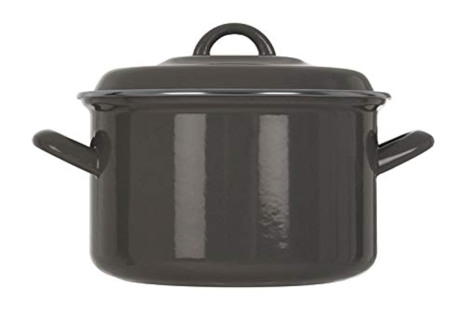 Porter Casserole Dish with Lid, Enamel, Medium, 3.7 Litre - Grey