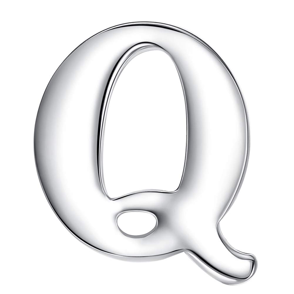 HONEY BEAR 1pc Alphabet Letters A to Z Collar Brooch Label Pins Badge for Mens' Suit/Women's Shirt for Business Gift,Silver Q 0.59in