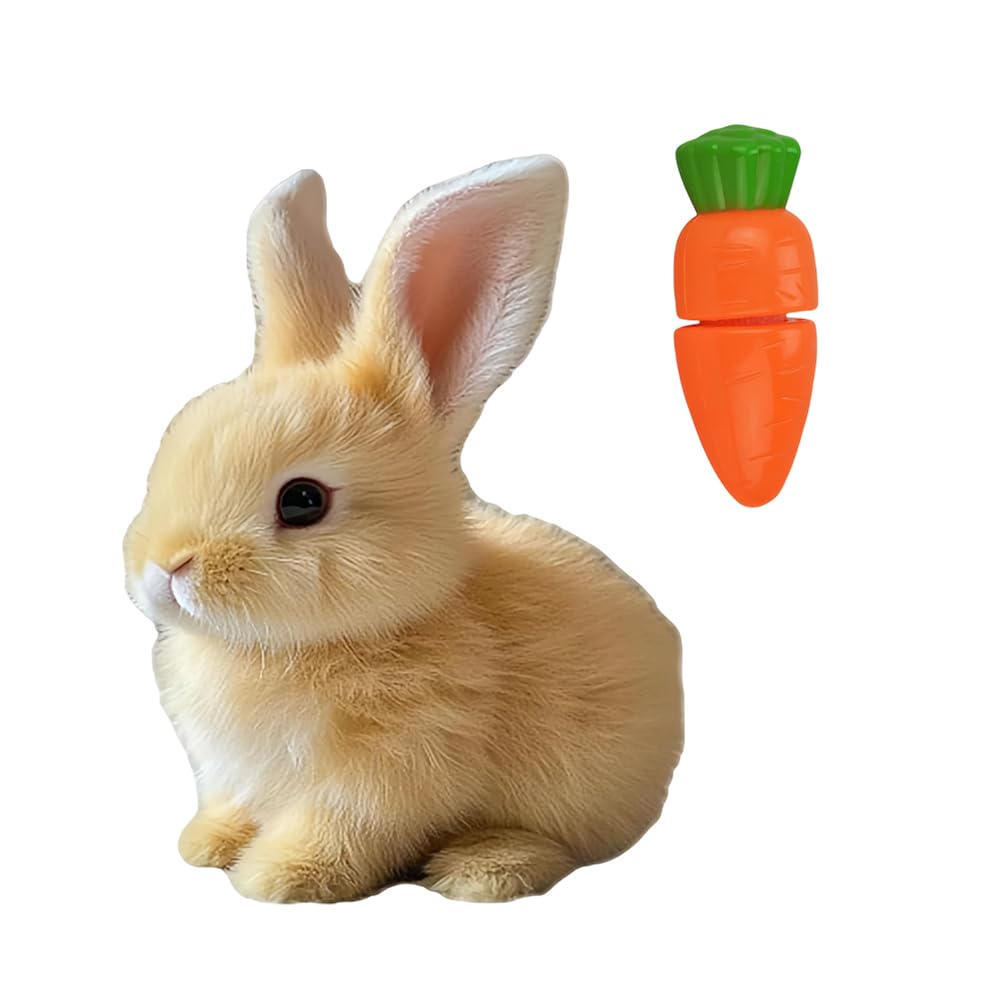 ZPSOSPZ Rabbit With Carrot Ornament,Interactive Rabbit Toy With Carrot,Easter Birthday Gift For Toddlers,Cute Funny Plush Stuffed Bunny Pal For Birthday,2pcs,14+
