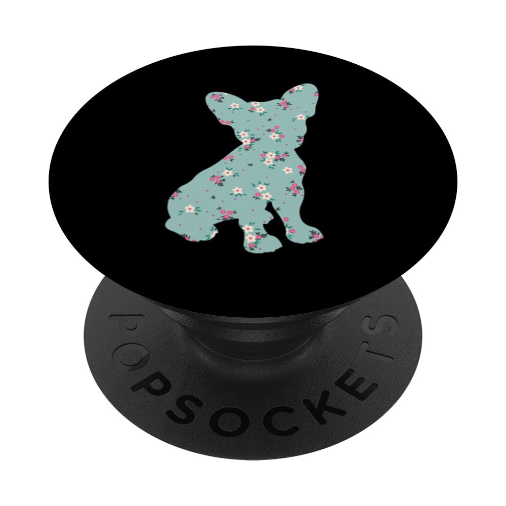 Cute Frenchie Mom Flower Floral Silhouette Dog Breed Puppy PopSockets Swappable PopGrip