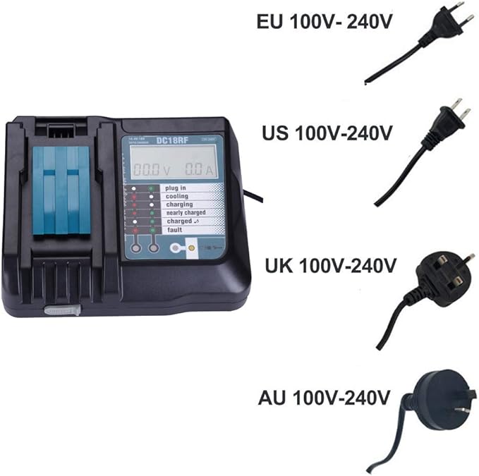 Dc18rf Dc18ra Li Ion Battery Charger With Lcd Screen 3 5a Charging Current For Makita 14 4v 18v Bl10 Bl1815 Dc18rc Bl1430 Amazon Com Dc18rf Dc18ra Li Ion Battery Charger With Lcd Screen 3 5a Charging Current For Makita 14 4v 18v Bl10 Bl1815 Dc18rc Bl1430 Amazon Com