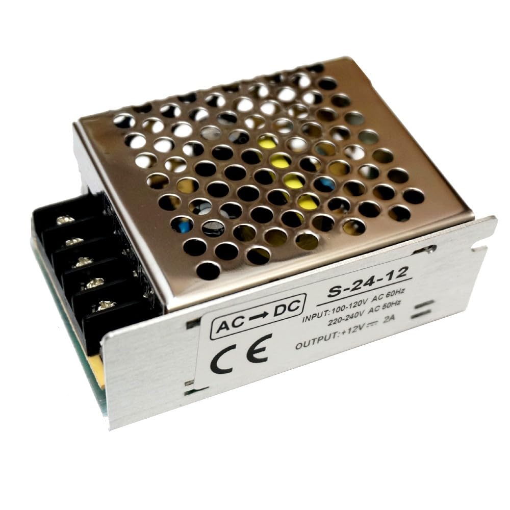 12V 2A 24W, DC Universal Regulated Switching Power Supply, Converter AC 100/120V to DC 12 Volt LED Driver, Transformer, Adapter for LED Strip Light, 3D Printer, Radio, Computer Project(24W)