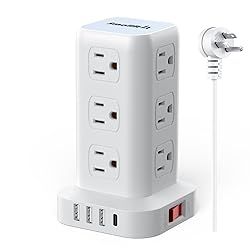 PD20W Power Strip Tower Surge Protector,16.5FT