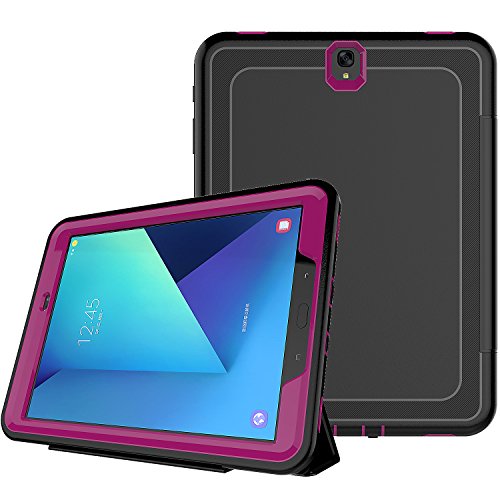 Fitvers Samsung Galaxy Tab S3 9. 7 inch T820 -T825 Case Shockproof Rugged Heavy Duty Cover, 3 Layer Hard PC+Silicone Hybrid Impact Resistant Protective Screen Protector & Free Stylus -Rose