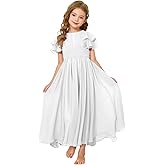GETCUTE Junior Bridesmaid Dress Chiffon Ruffled Sleeve Flower Girl Dress for Wedding Birthday Pageant Formal Dress 02-14
