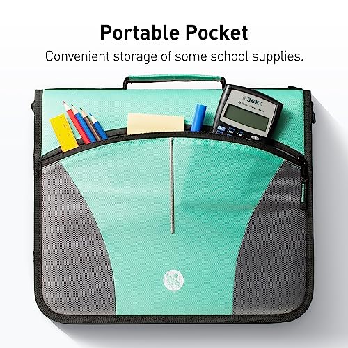 Kinbashi 3 Ring Binder, 3 Inch ORing Zipper Binder with Shoulder Strap
