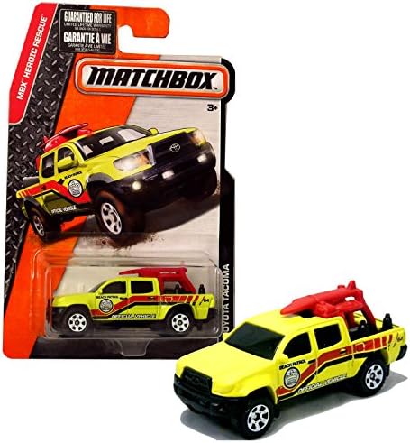 Matchbox Year 2015 MBX Heroic Rescue Series 1:64 Scale Die Cast Metal Car #75 - Beach Patrol Official Pick-Up Truck Yellow Color TOYOTA TACOMA DJW11