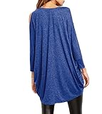 THANTH Womens Cold Shoulder Off T-Shirt Dress Loose Fits Casual Long Juniors Top