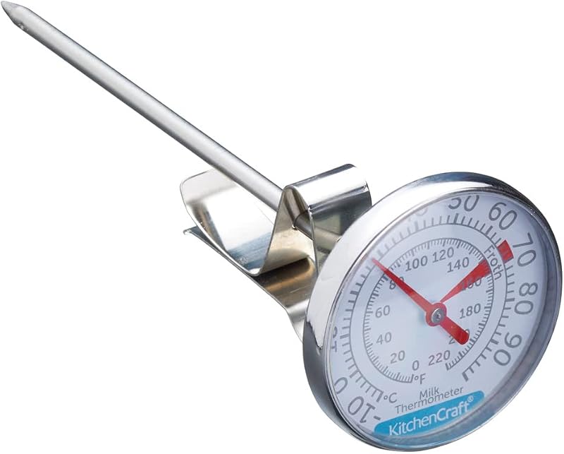 KitchenCraft Milk Thermometer Stainless Steel Clip-On Dial - -1°C to 101°C