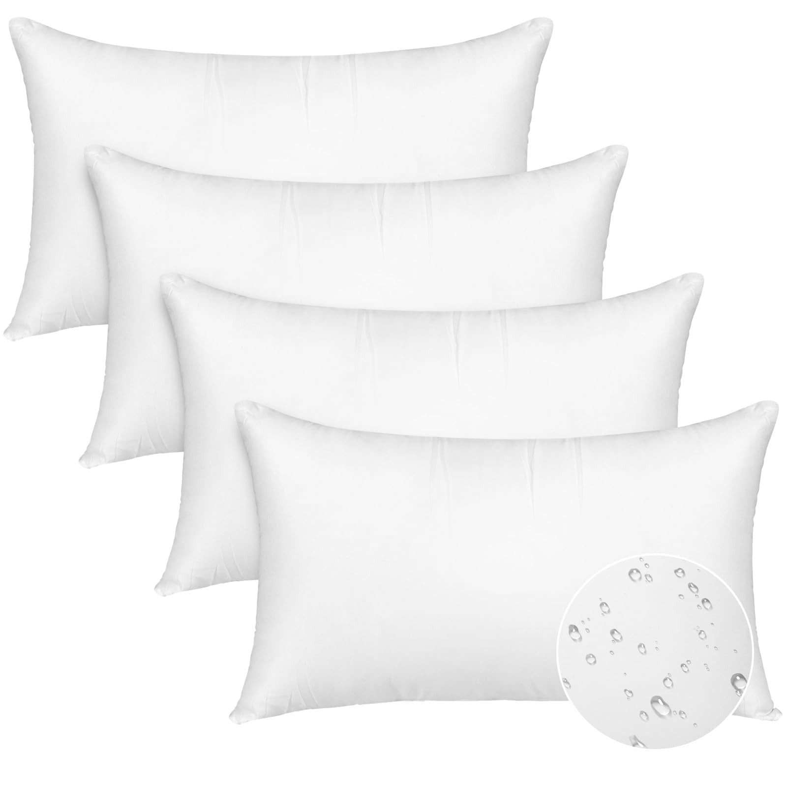 Photo 1 of CASAJOY Pack of 4 12x20 Outdoor Pillow Inserts, Water Resistant Throw Pillow Inserts, Outdoor Lumbar Pillow for Patio, Furniture, Sofa, Bed, Living Room, Garden Decorative Waterproof Pillow Inserts