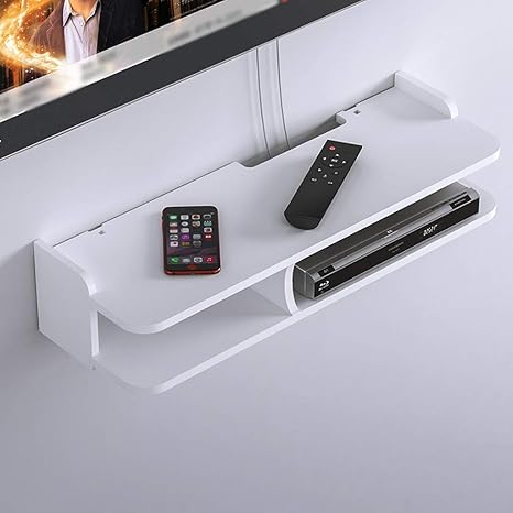Amazon フローティングシェルフ ウォールシェルフ壁掛けテレビのキャビネット棚テレビの背景壁の装飾セットトップボックスルーターdvd棚テレビコンソール インテリア オンライン通販