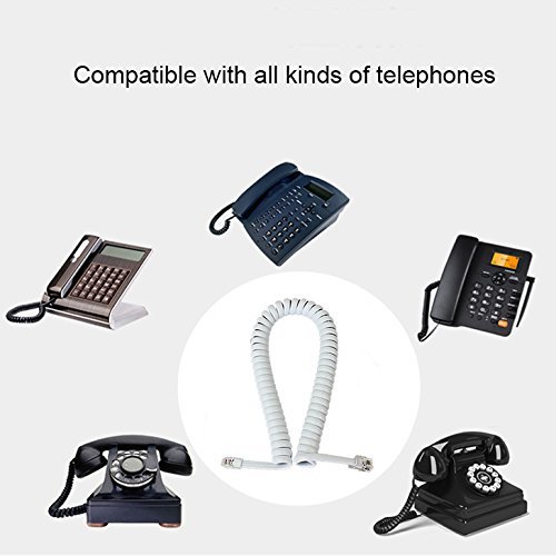 image for Pasow Telephone Handset Coil Cord Phone Reciever RJ9 Coiled Cable,Coil