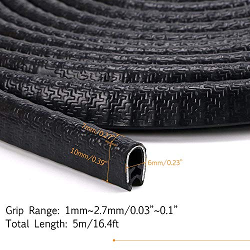 Ansite Car Door Edge Guards 16 Feet (5M) - U Shape Rubber Seal Strip Protected Lining Trim Molding for Most Car Black