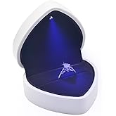 Luxury LED Lighted Engagement Ring Box - Heart Shaped Elegant Pearl White Ring Case for Wedding Rings, Perfect for Proposal, Anniversary, Ceremony, and Gift Giving
