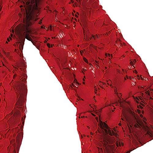 Flower Girl Dress Lace Toddler Country Dresses Wedding Party (4, Red)