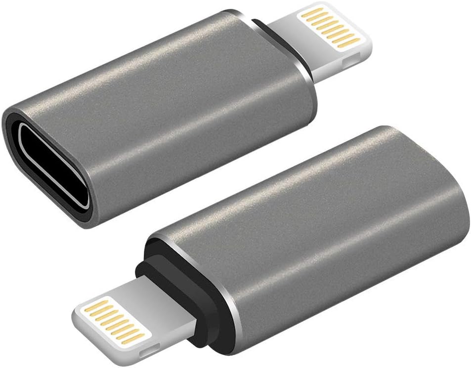 AODSC iOS Adapter,USB C(Female) to iOS (Male), Data Transmission and Charging,Compatible with iOS Phone11/X/8/7/6【 2pack】 (Gray)