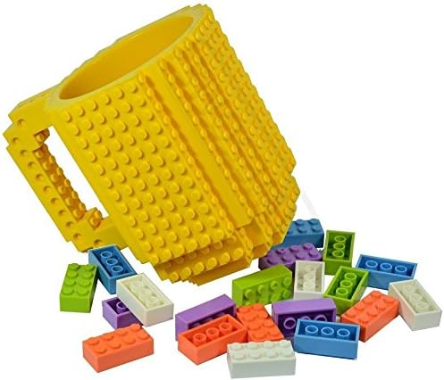 Skyzonal 2015 DIY Lego Build-On Brick Coffee Mug Bricks Suitable Surface Plastic Tea Cup Geek Drinkware (Yellow)