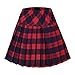Women's Elastic Waist Plaid Pleated Skirt Tartan Skater School Uniform Mini Skirts (Medium, Series 5 red)