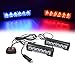 FOXCID 2 X 6 LED 9 Modes Traffic Advisor Emergency Warning Vehicle Strobe Lights for Interior Roof/Dash/Windshield/Grille/Deck Universal Waterproof (Red/Blue)