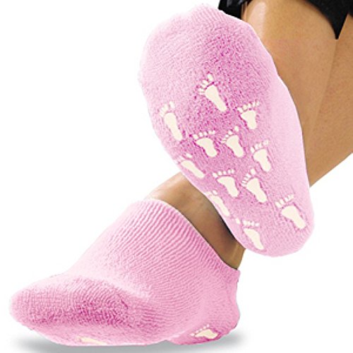 Deluxecomfort Terry Gel Lined Moisturizing Sock Plush Booties Pair, Pink