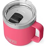 YETI Rambler 14 oz Ceramic Lined Stackable Mug, Vacuum Insulated, Stainless Steel with MagSlider Lid, Tropical Pink