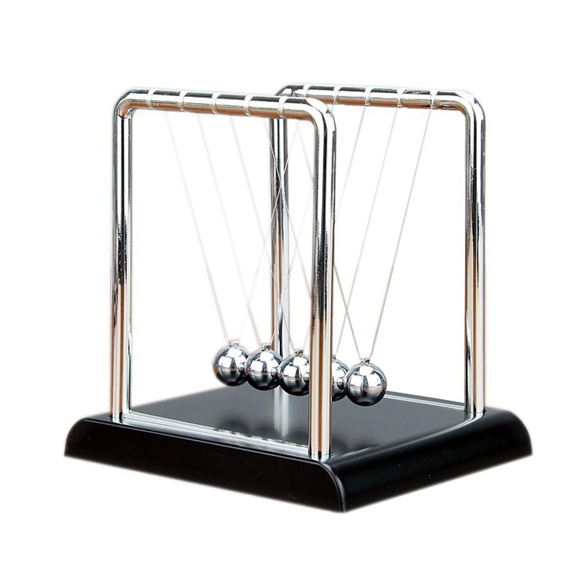Newtons Cradle Balance Balls, Newton Pendulum,5 Physical Swinging Balls, Physics Science Decompression Pendulum Ornaments Toy Desk Balls Kit for Office, Decoration and School Education