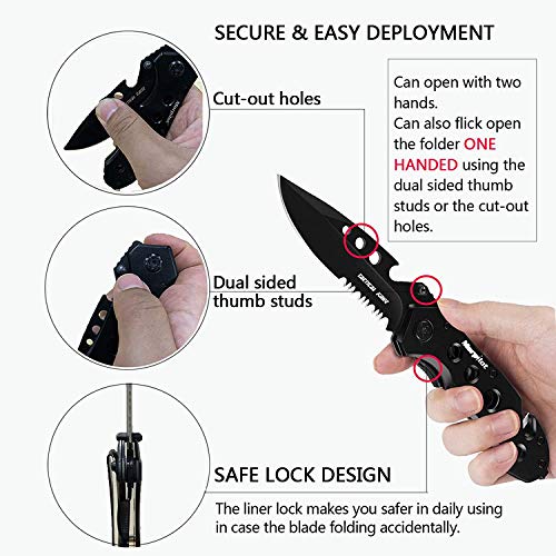 Tactical Pocket Knife for Men, Knives Sharpener with Folding Knife Set