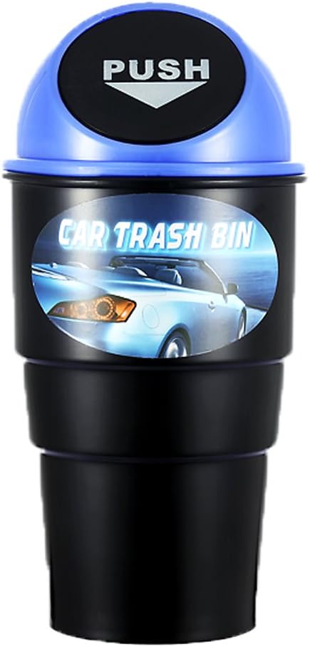 SOEKAVIA Car Trash,Mini Plastic Trash Rubbish Can Garbage Dust Holder Blue