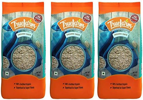 Truefarm Foods Organic Oats, 3 x 250 g