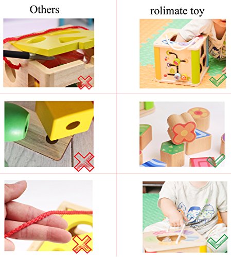 rolimate 7x7x7 inch Colorful Preschool Early Development Wooden Educational Game Toy Gift Box - Activity Centers - Best Birthday Pre-Kindergarten Gift Toy for Age 18 Month and Up Kids Toddlers Baby - Thumbnail 5
