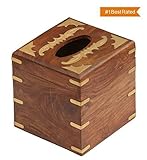 #1 SouvNear Wood 5.6 x 5.6 Inches Tissue Box Cover, Brown - PERFECT USE